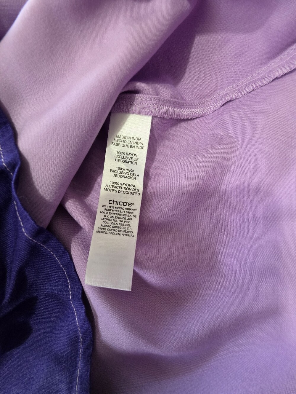 Chico's Size 2 Purple Ombre Embroidered Tunic Top Lace Up Boho Artisan Large - Picture 6 of 6